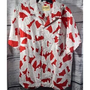 Tamare Hawaiian Islands Hawaiian Shirt Floral Red Button Up Made in USA XXL Vtg